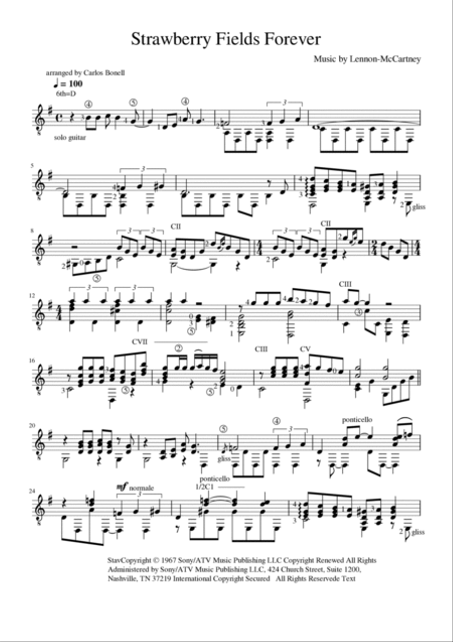 Strawberry Fields Forever Acoustic Guitar scores gallery preview page 3