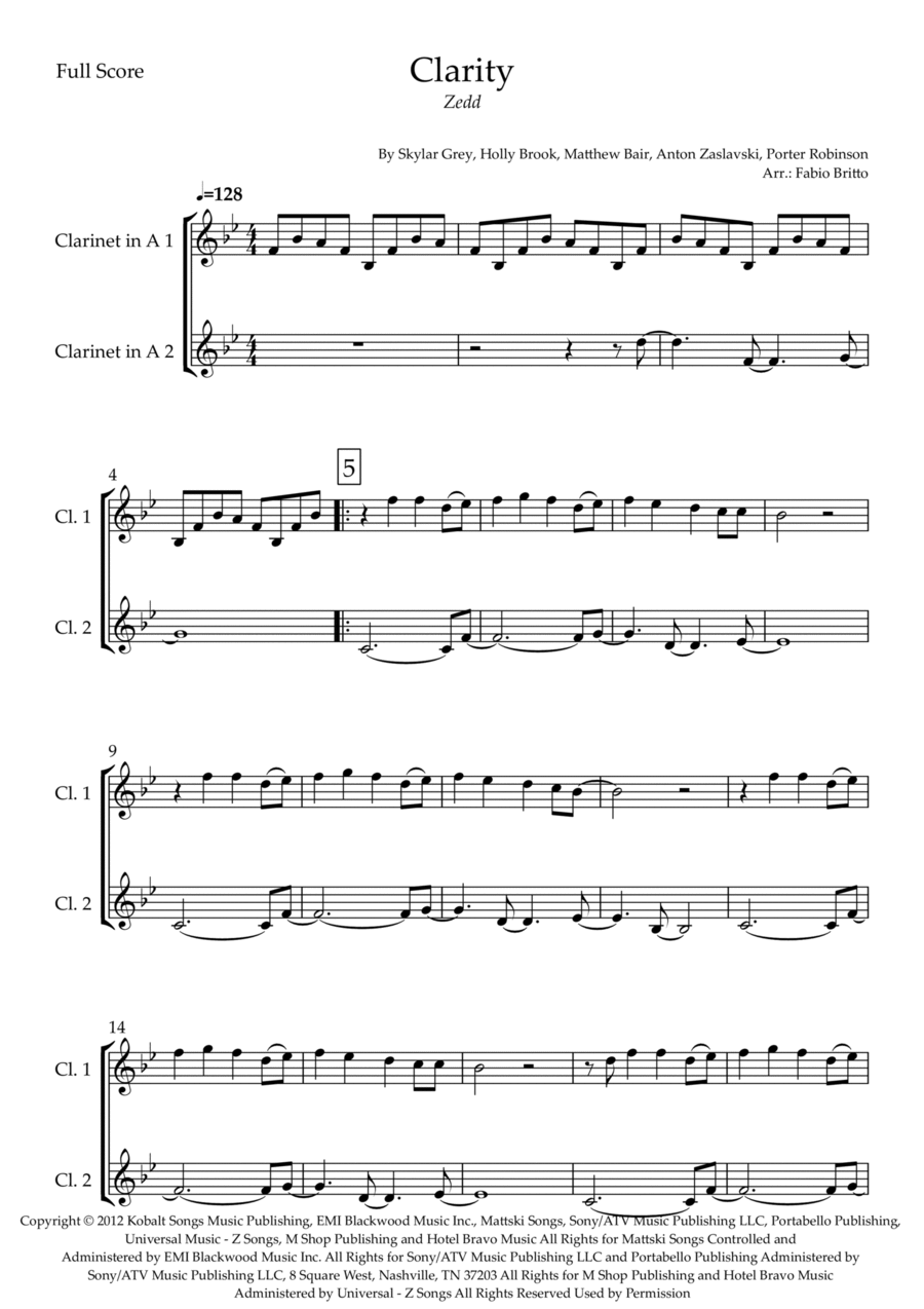 Clarity Clarinet Duet scores gallery preview page 1
