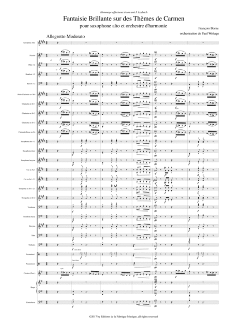 Fantaisie Brillante sur des Thèmes de Carmen for alto saxophone and concert band, score and solo par