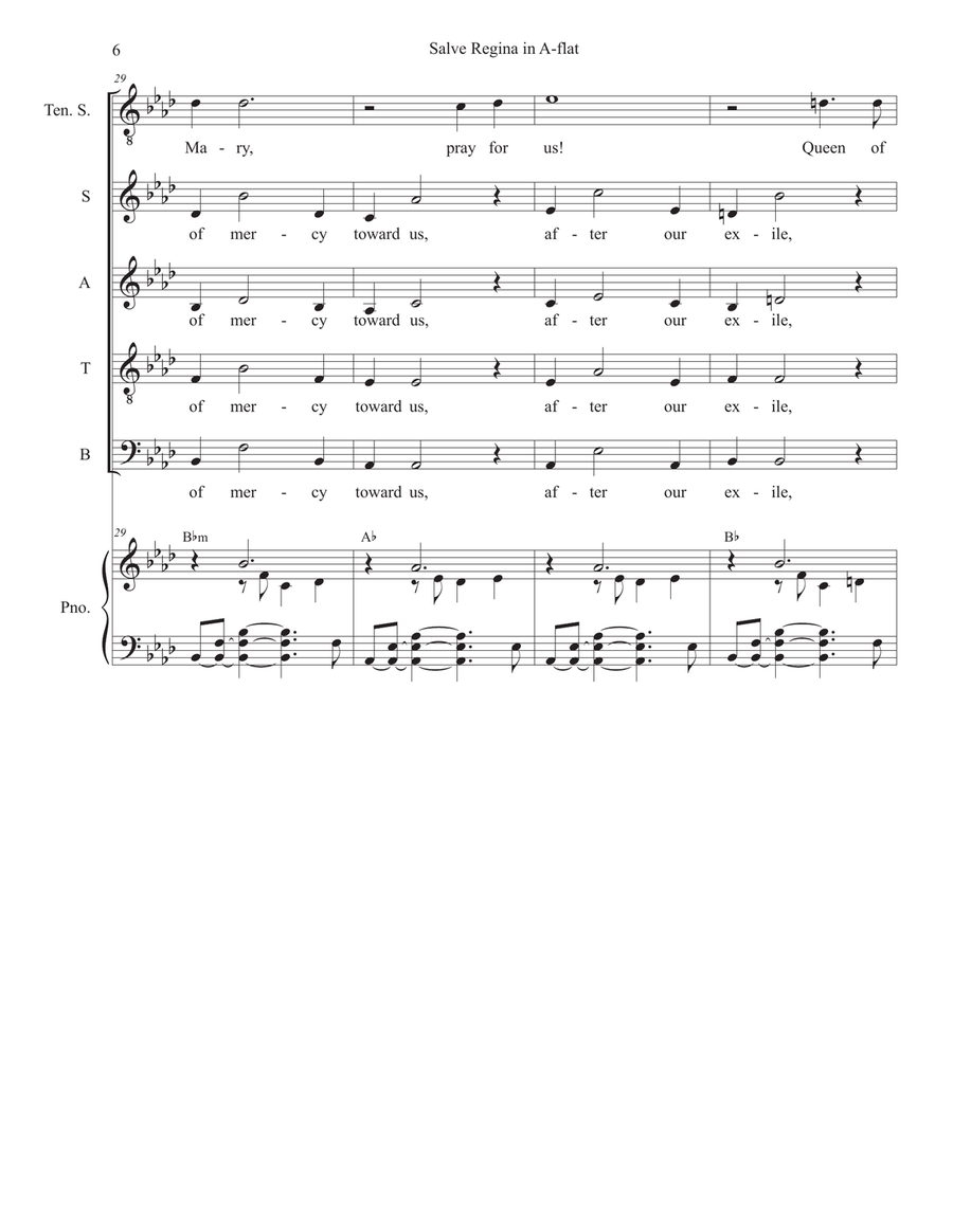 Salve Regina in A-flat (Tenor solo with SATB) 4-Part scores gallery preview page 6