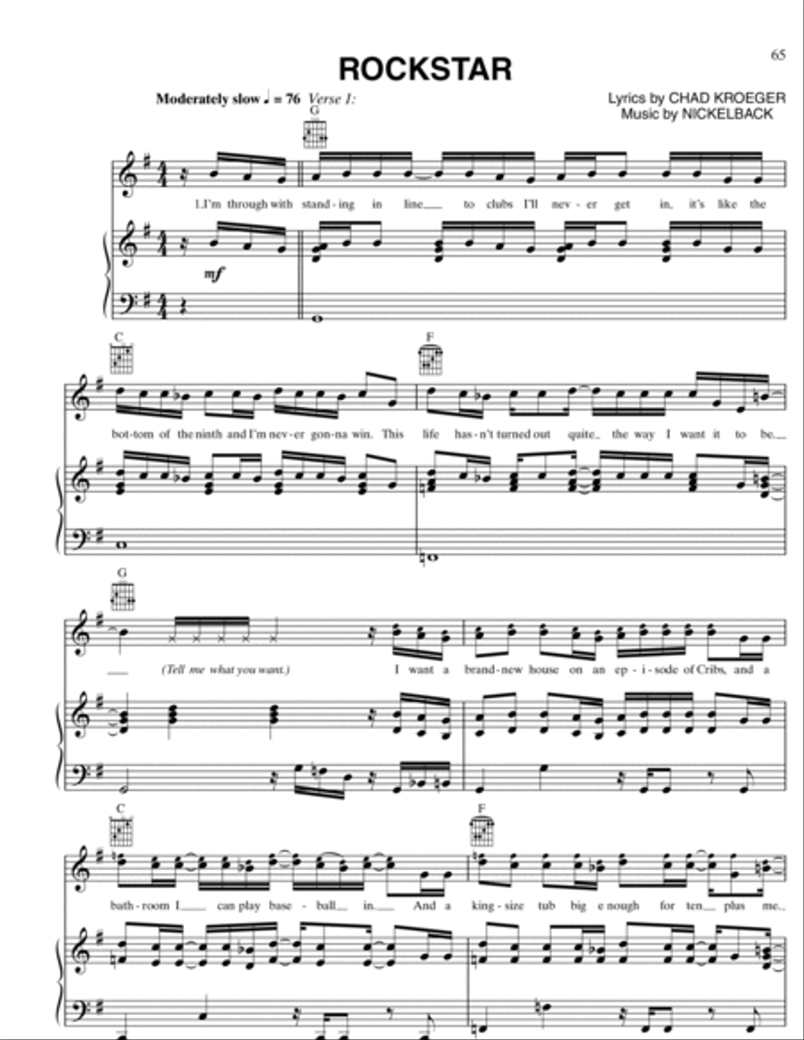 Rockstar Piano, Vocal, Guitar scores gallery preview page 1
