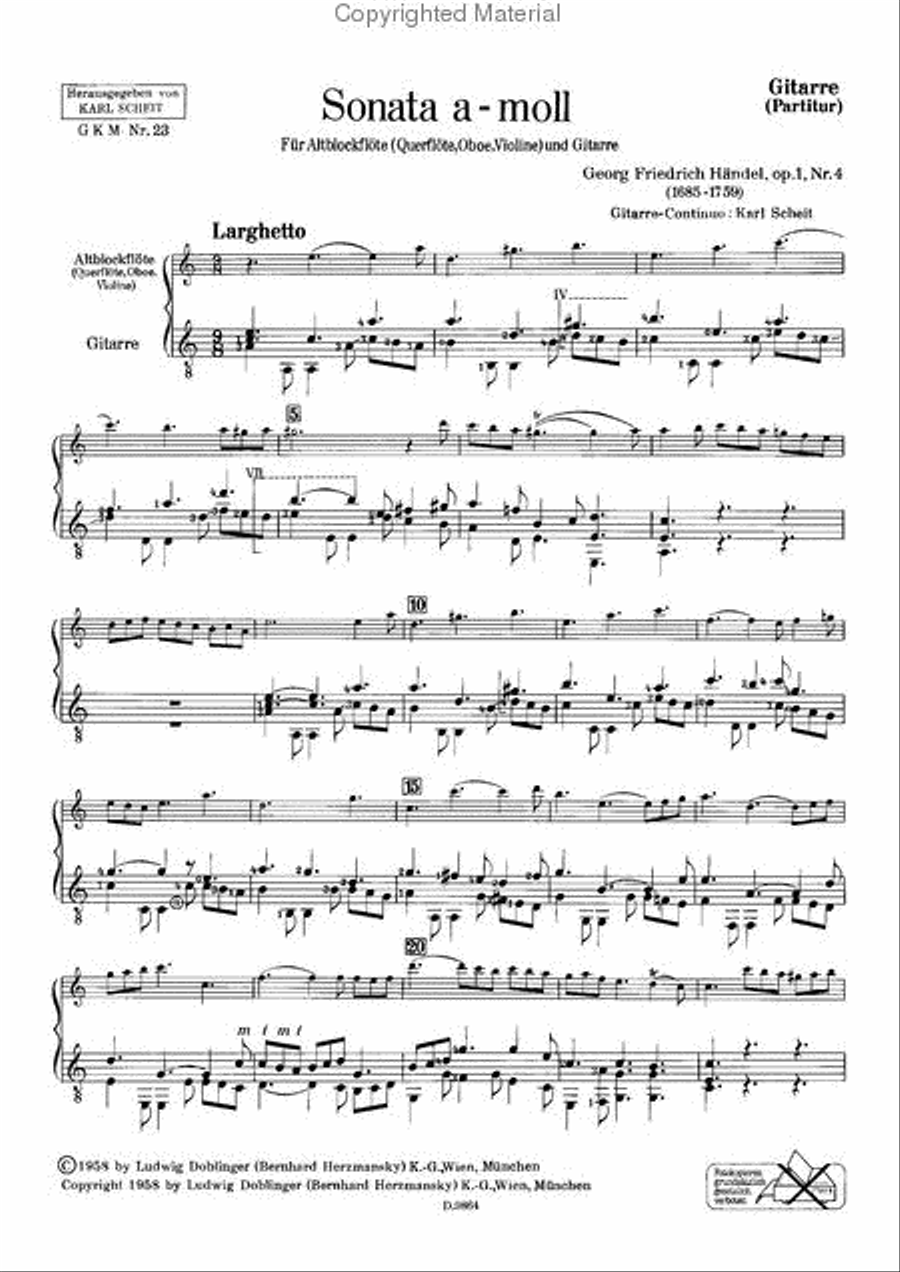 Sonata a-moll op. 1/4 Oboe scores gallery preview page 2
