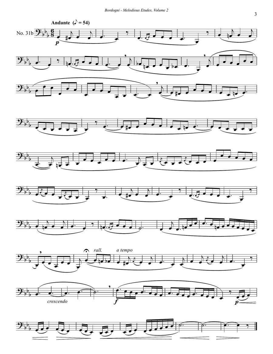 Melodious Etudes for Bass Trombone or Tuba, Volume 2 (31-60) Bass Trombone scores gallery preview page 5