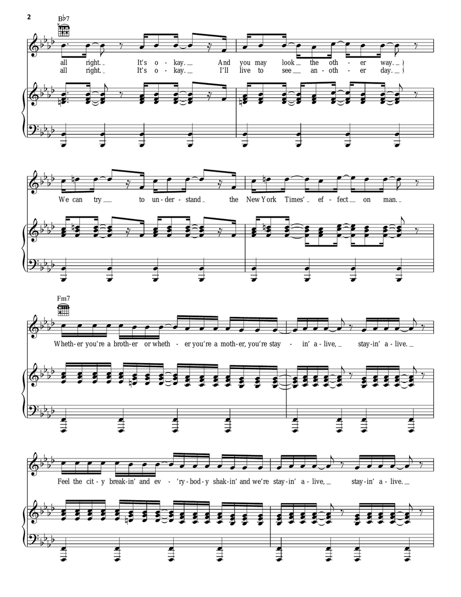 Stayin' Alive Acoustic Guitar scores gallery preview page 2