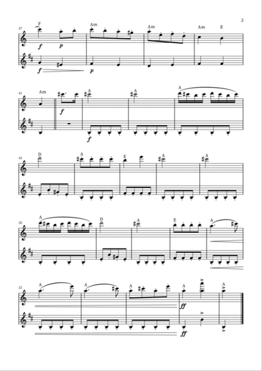 Turkish March - Flute and Clarinet Duet (with chords) Woodwind Duet scores gallery preview page 3
