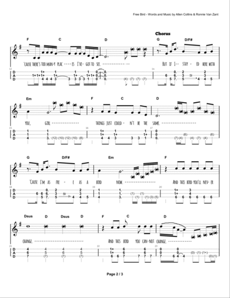 Free Bird Dulcimer scores gallery preview page 3