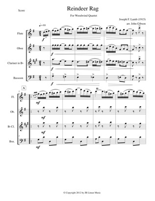 Reindeer Rag by Joseph Lamb for Woodwind Quartet