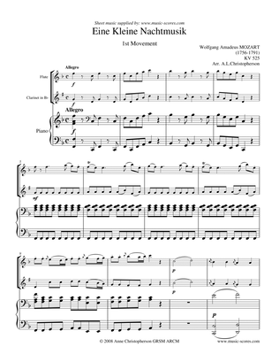 Book cover for Eine Kleine Nachtmusik - Allegro 1st movement - Flute, Clarinet and Piano