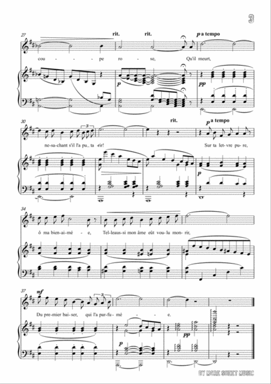 Chausson-Le colibri in D Major,for voice and piano Voice Solo scores gallery preview page 5