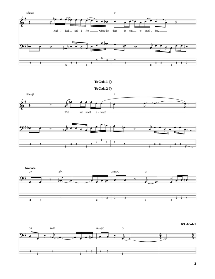 Plush Bass Guitar Tablature scores gallery preview page 3