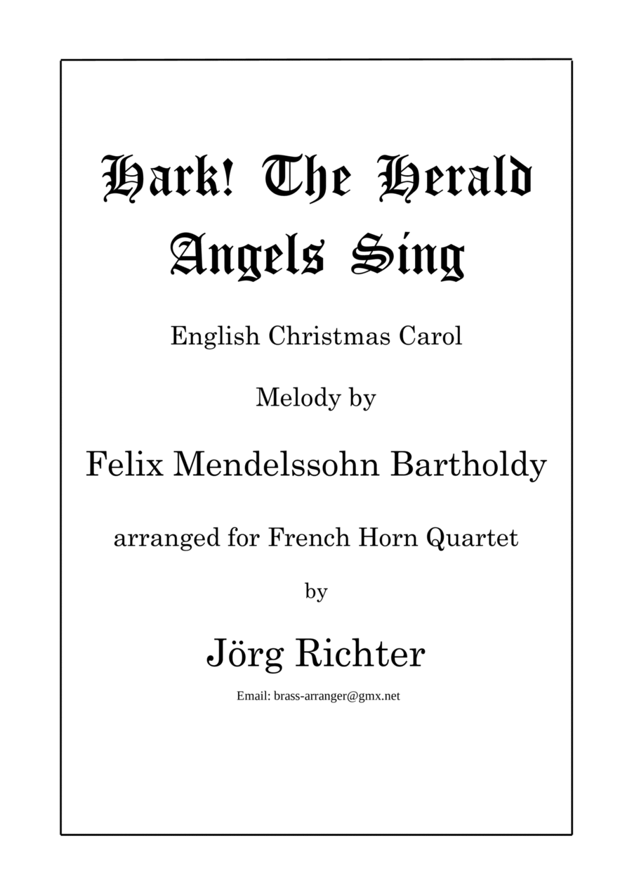 Hark! The Herald Angels Sing for French Horn Quartet Brass Quartet scores gallery preview page 1