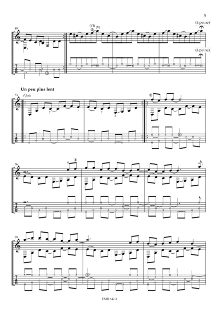 Le Cri des moustiques à chaque fois que tombe une fleur de chèvrefeuille pour guitare (avec tablature) Guitar Tablature scores gallery preview page 5