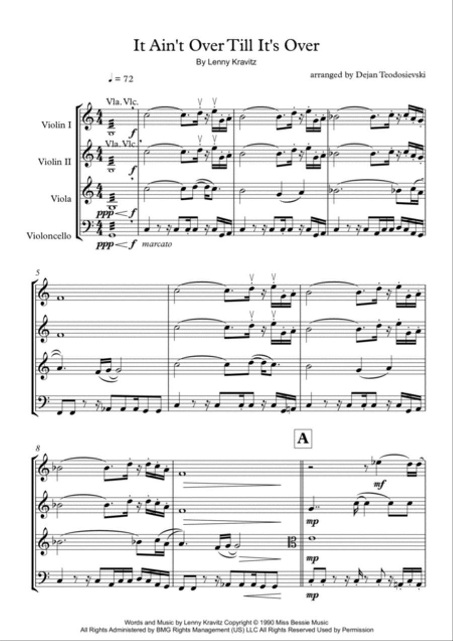 It Ain't Over 'til It's Over String Quartet scores gallery preview page 2