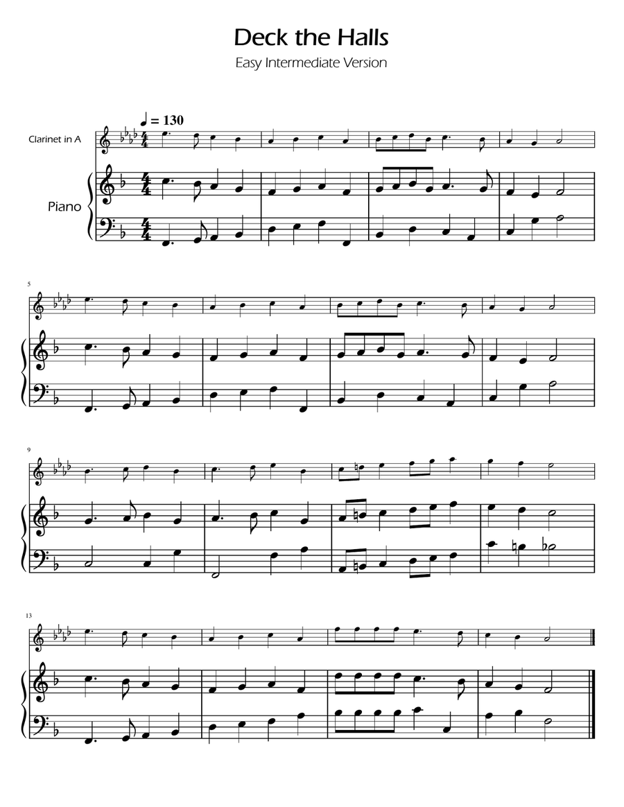 Book cover for Deck The Halls - Clarinet in A Solo w/ Piano