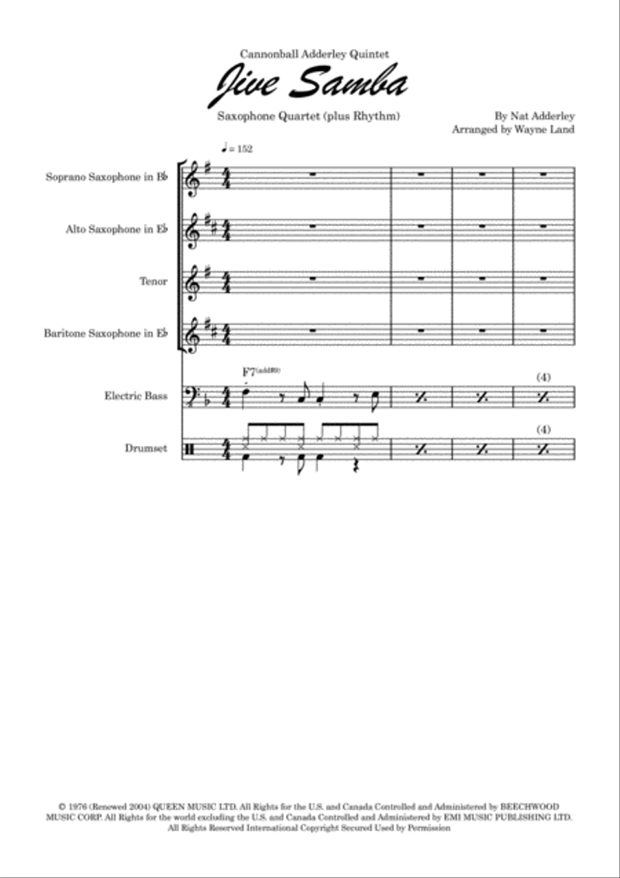 The Jive Samba Saxophone Quartet scores gallery preview page 2