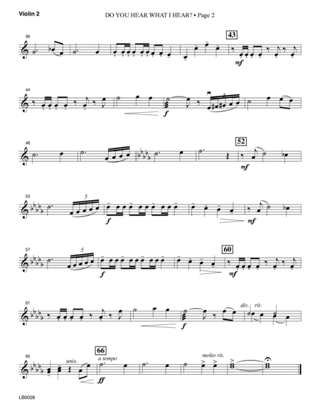Do You Hear What I Hear? (Orchestration) (arr. Harry Simeone) - Violin 2