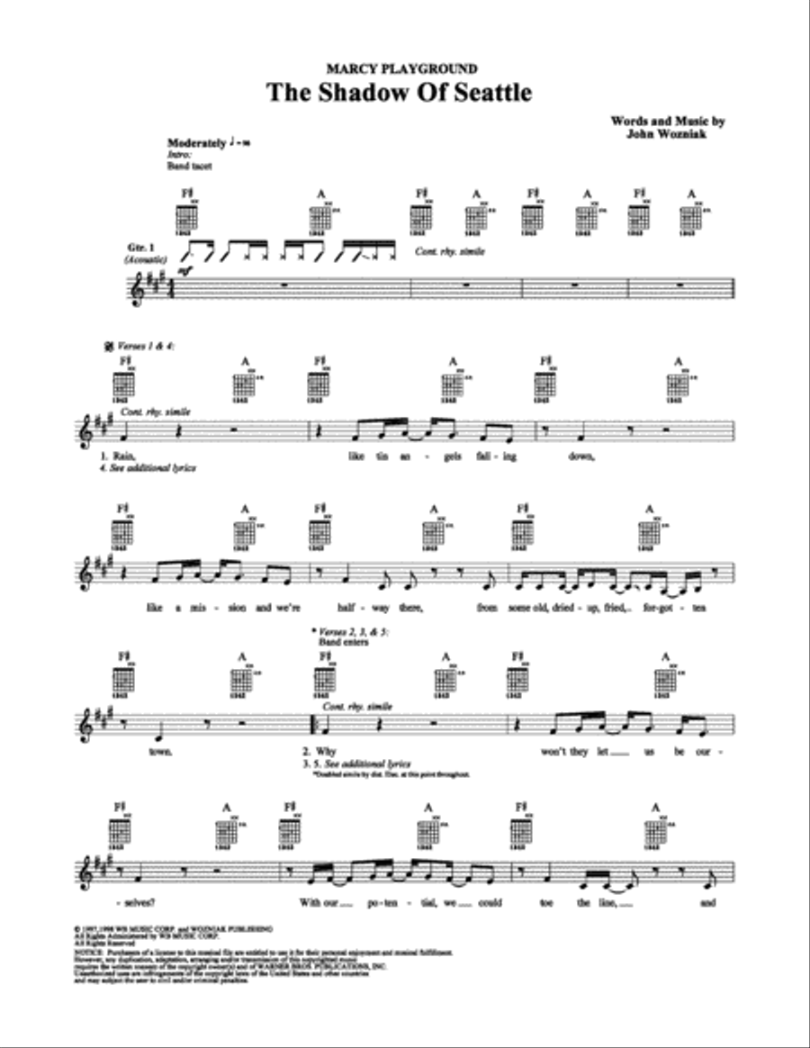 The Shadow of Seattle The Shadow of Seattle Electric Guitar scores gallery preview page 1