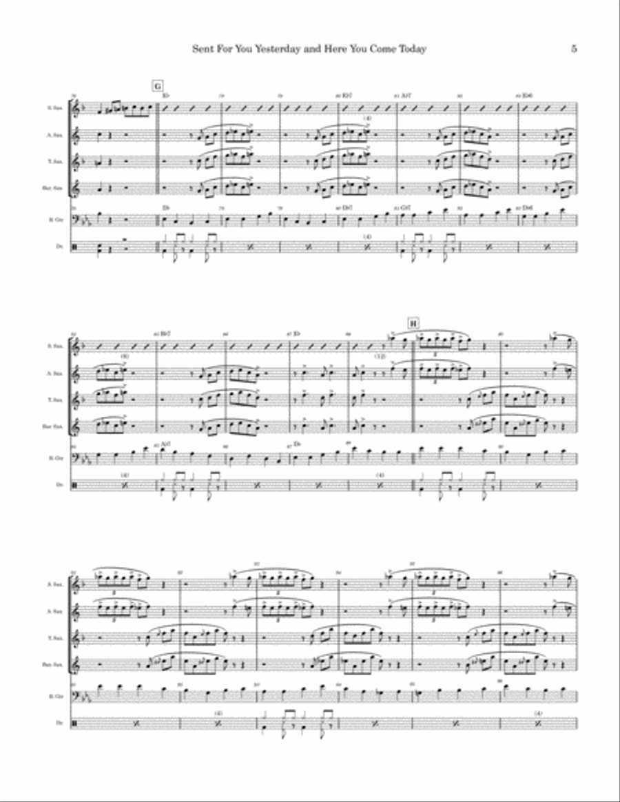 Sent For You Yesterday And Here You Come Today Saxophone Quartet scores gallery preview page 5