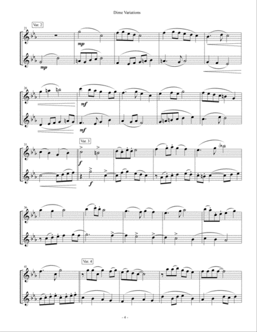 Dime Variations Flute Duet scores gallery preview page 4