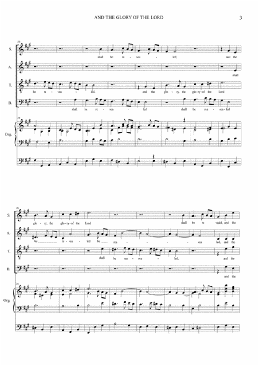 AND THE GLORY OF THE LORD - Messiah - For SATB Choir and Organ - Score Only 4-Part scores gallery preview page 3
