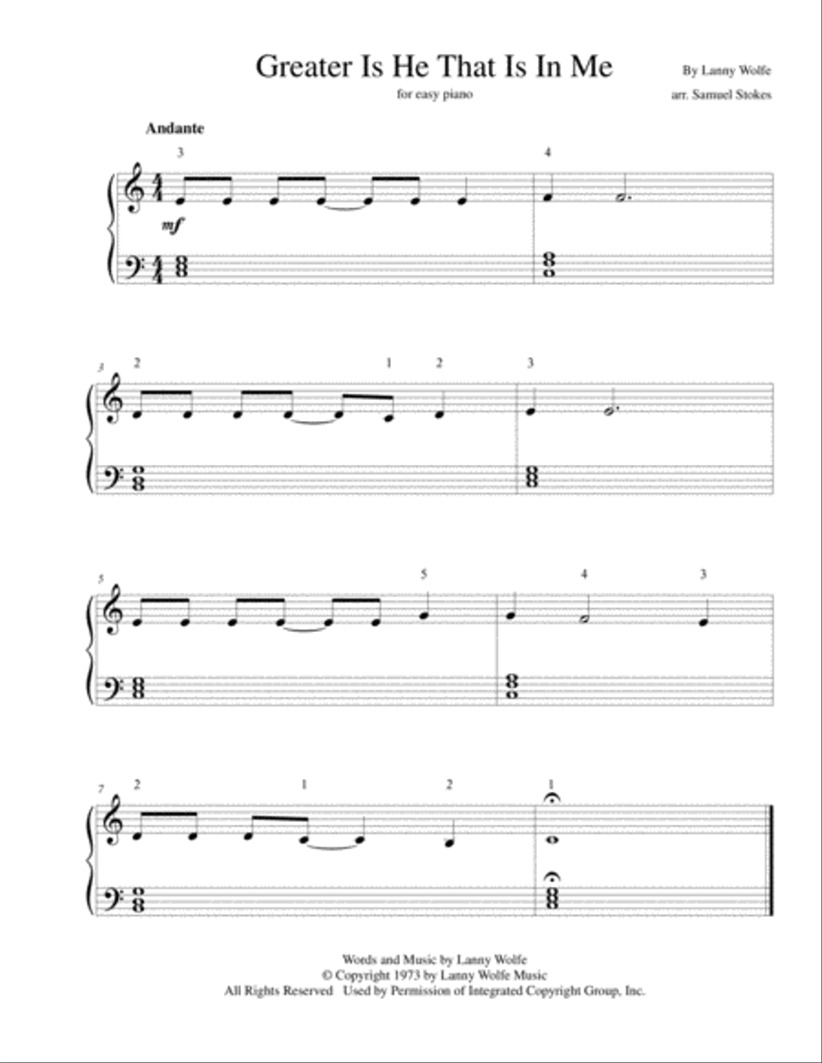 Greater Is He That Is In Me Easy Piano scores gallery preview page 1