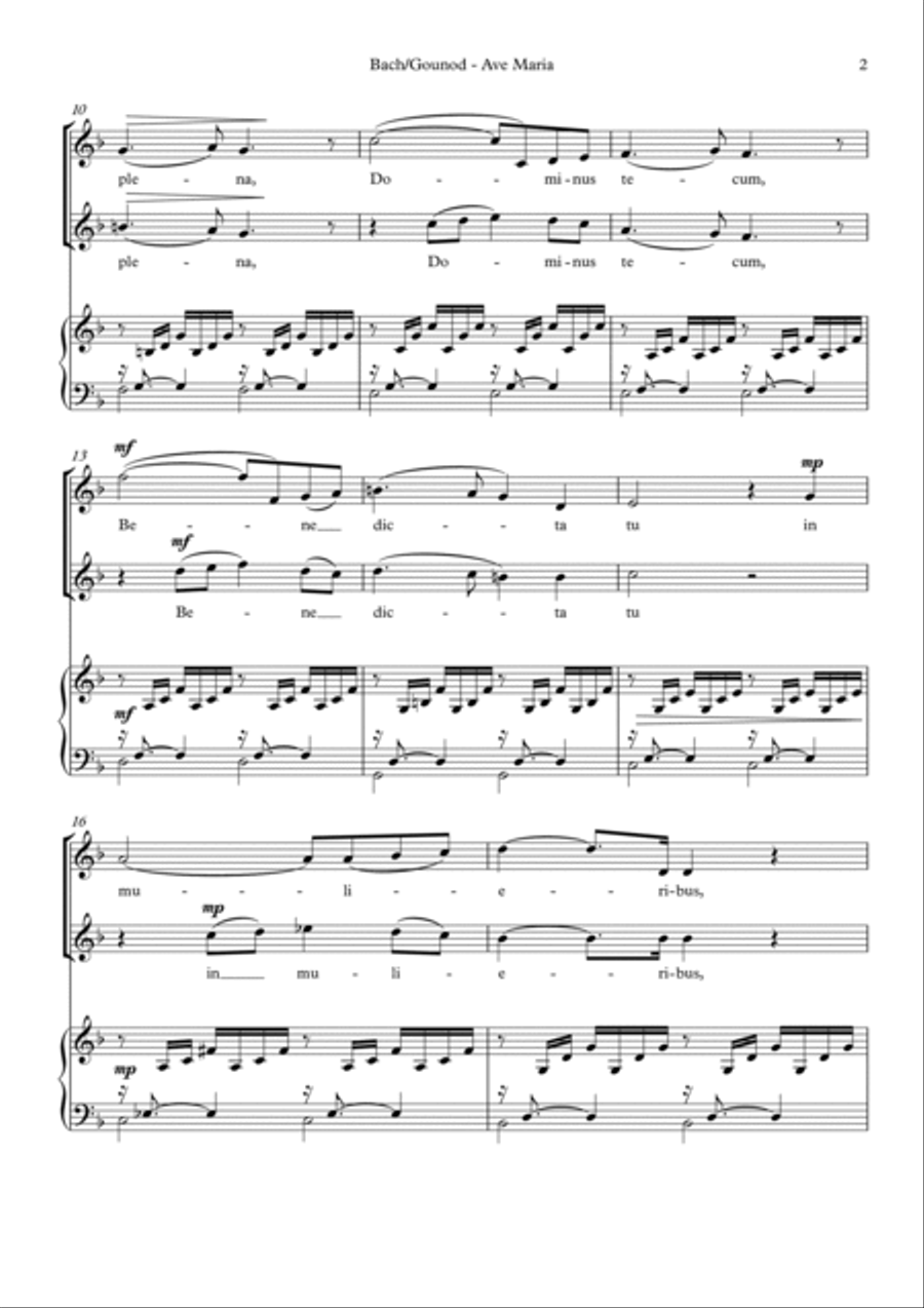 Ave Maria (Bach/Gounod) Vocal duet Piano scores gallery preview page 3
