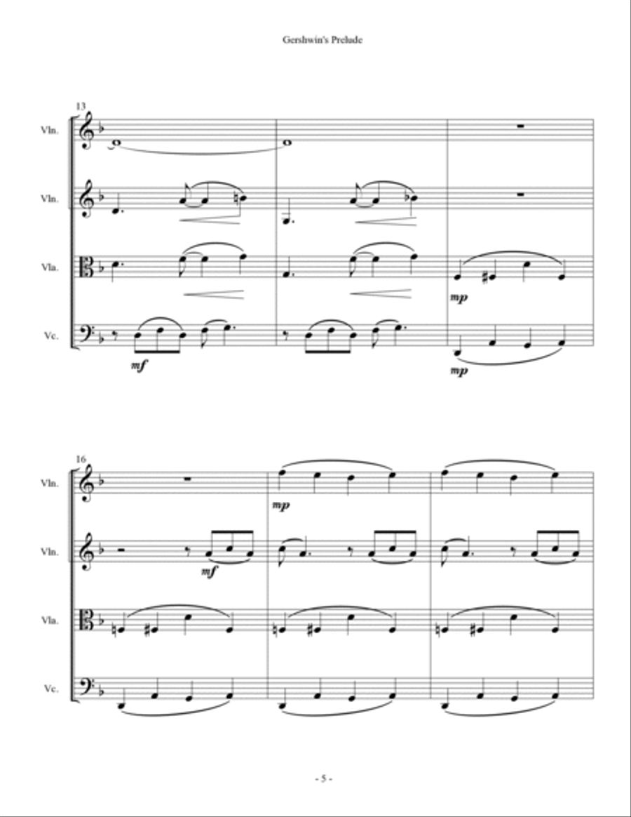 Gershwin's Prelude - String Quartet String Quartet scores gallery preview page 5
