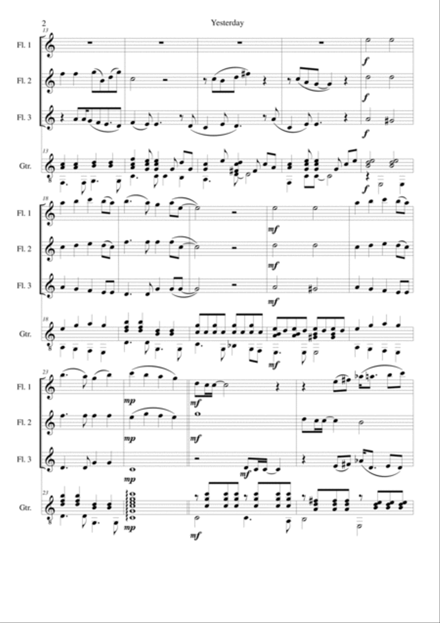 Yesterday Flute scores gallery preview page 2