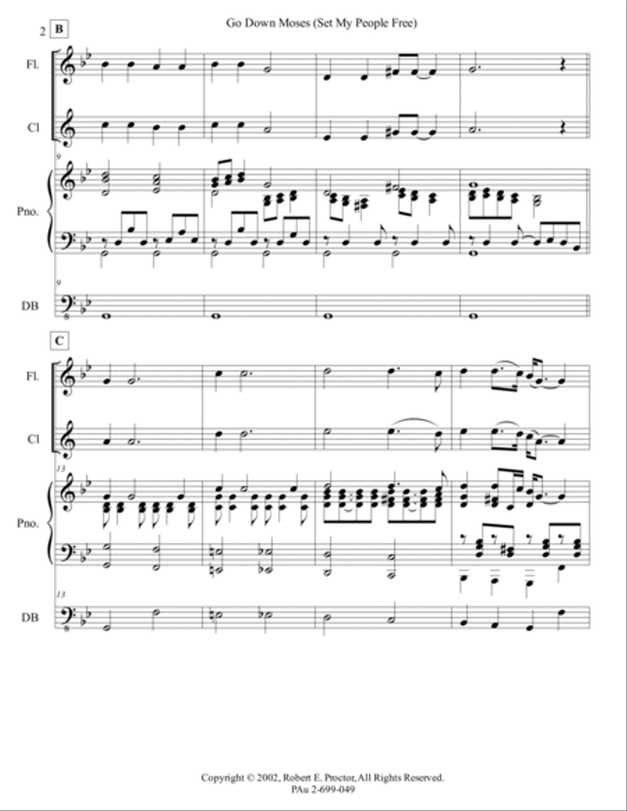 Go Down Moses, Set My People Free Small Ensemble scores gallery preview page 2