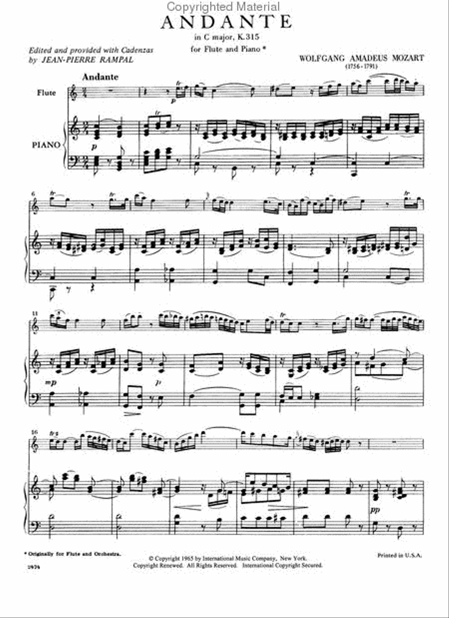 Andante In C Major, K. 315 & Rondo In D Major K. Anh. 184 Flute Solo scores gallery preview page 3