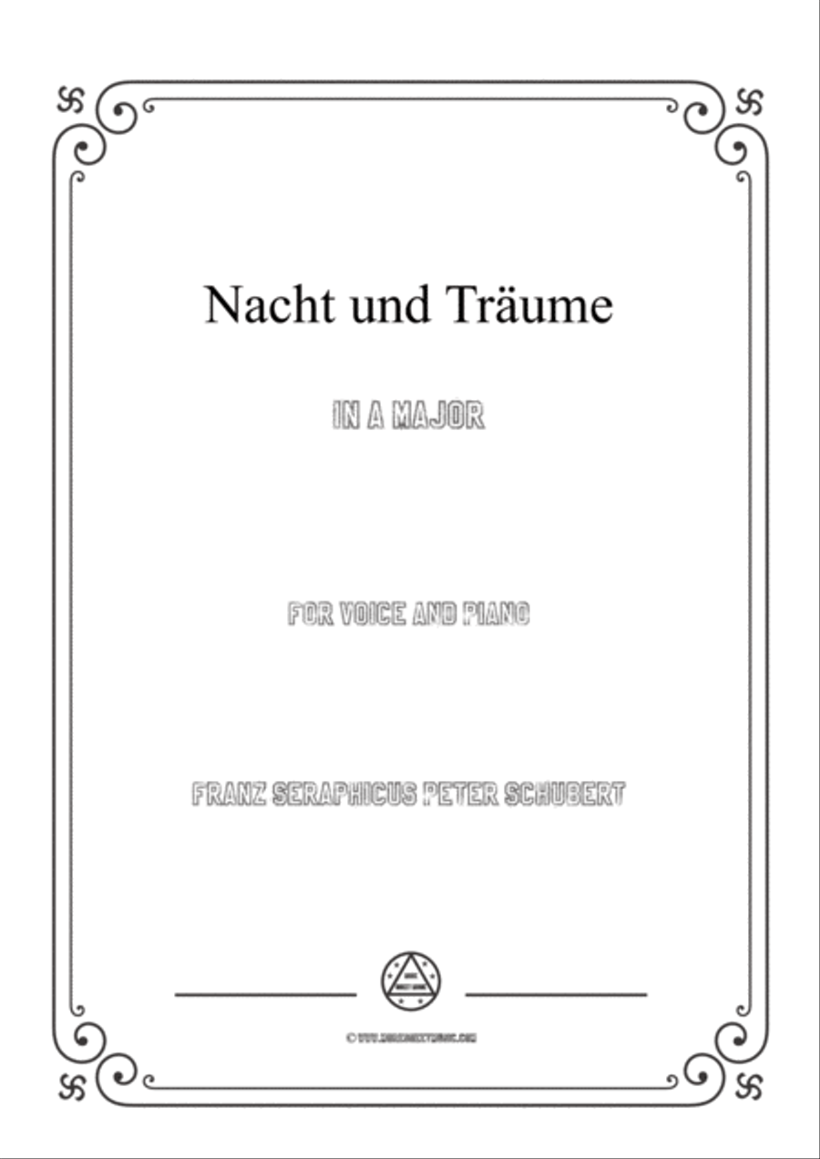 Schubert-Nacht und Träume in A Major,for voice and piano Piano, Vocal scores gallery preview page 1