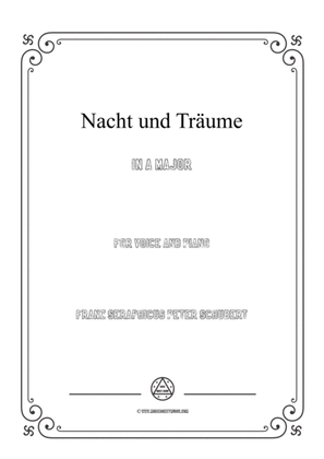 Book cover for Schubert-Nacht und Träume in A Major,for voice and piano
