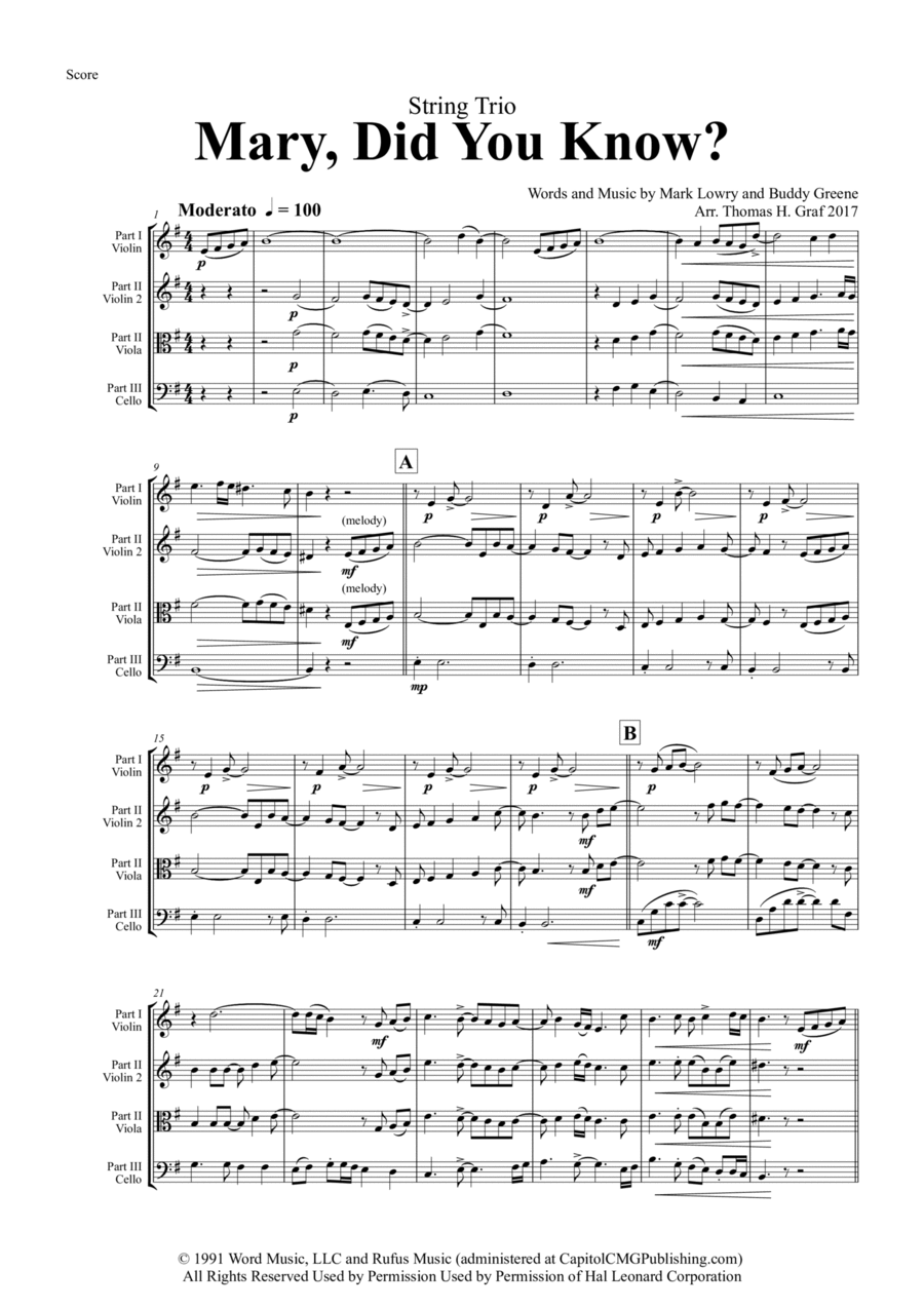 Mary, Did You Know? String Trio scores gallery preview page 1