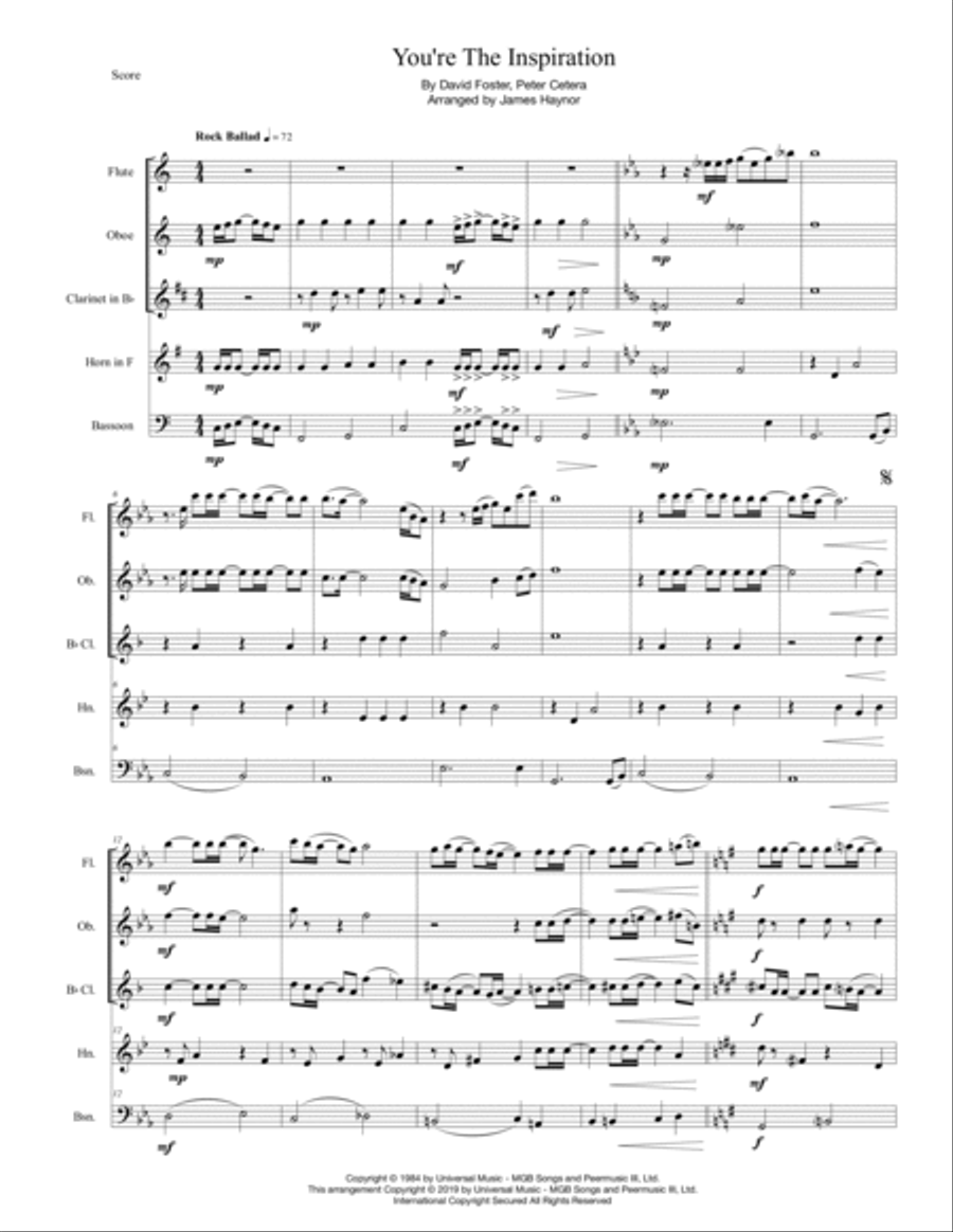 You're The Inspiration Woodwind Quintet scores gallery preview page 3