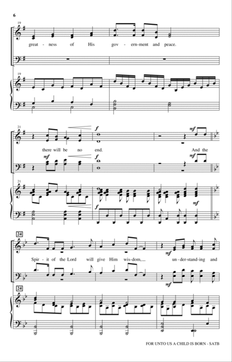 For Unto Us A Child Is Born 4-Part scores gallery preview page 4