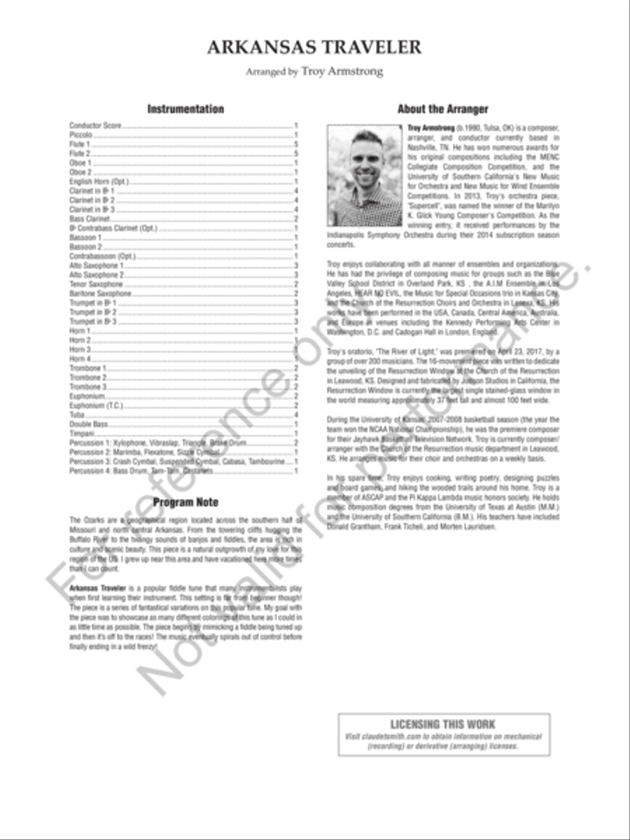 Arkansas Traveler Arkansas Traveler Concert Band scores gallery preview page 3