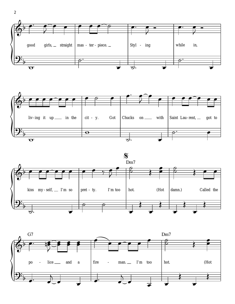 Uptown Funk (feat. Bruno Mars) Easy Piano scores gallery preview page 2