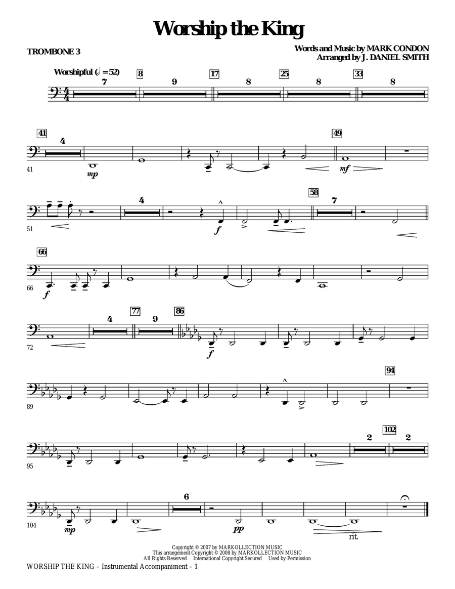 Worship the King (arr. J. Daniel Smith) - Trombone 3