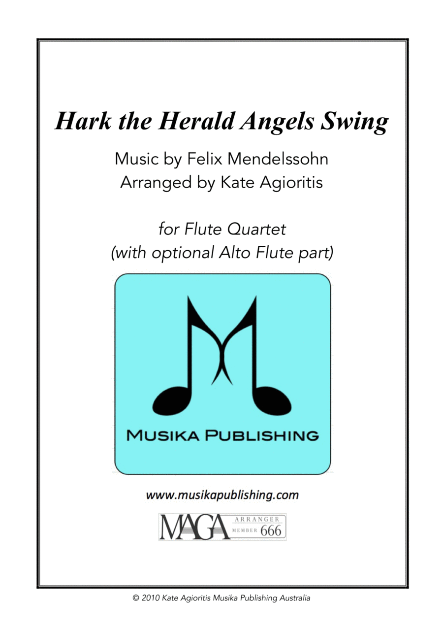 Hark the Herald Angels Swing - Jazz Carol for Flute Quartet Flute Quartet scores gallery preview page 1