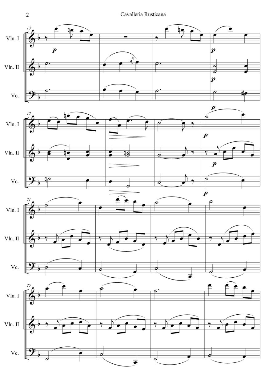 Cavalleria Rusticana by Pietro Mascagni String Trio - Digital Sheet Music page 2