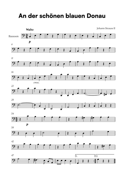 Johann Strauss II - An der schönen blauen Donau for Bassoon Solo image number null