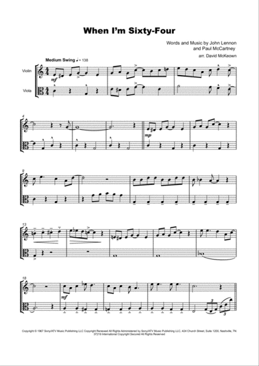 When I'm Sixty-four String Duet scores gallery preview page 2