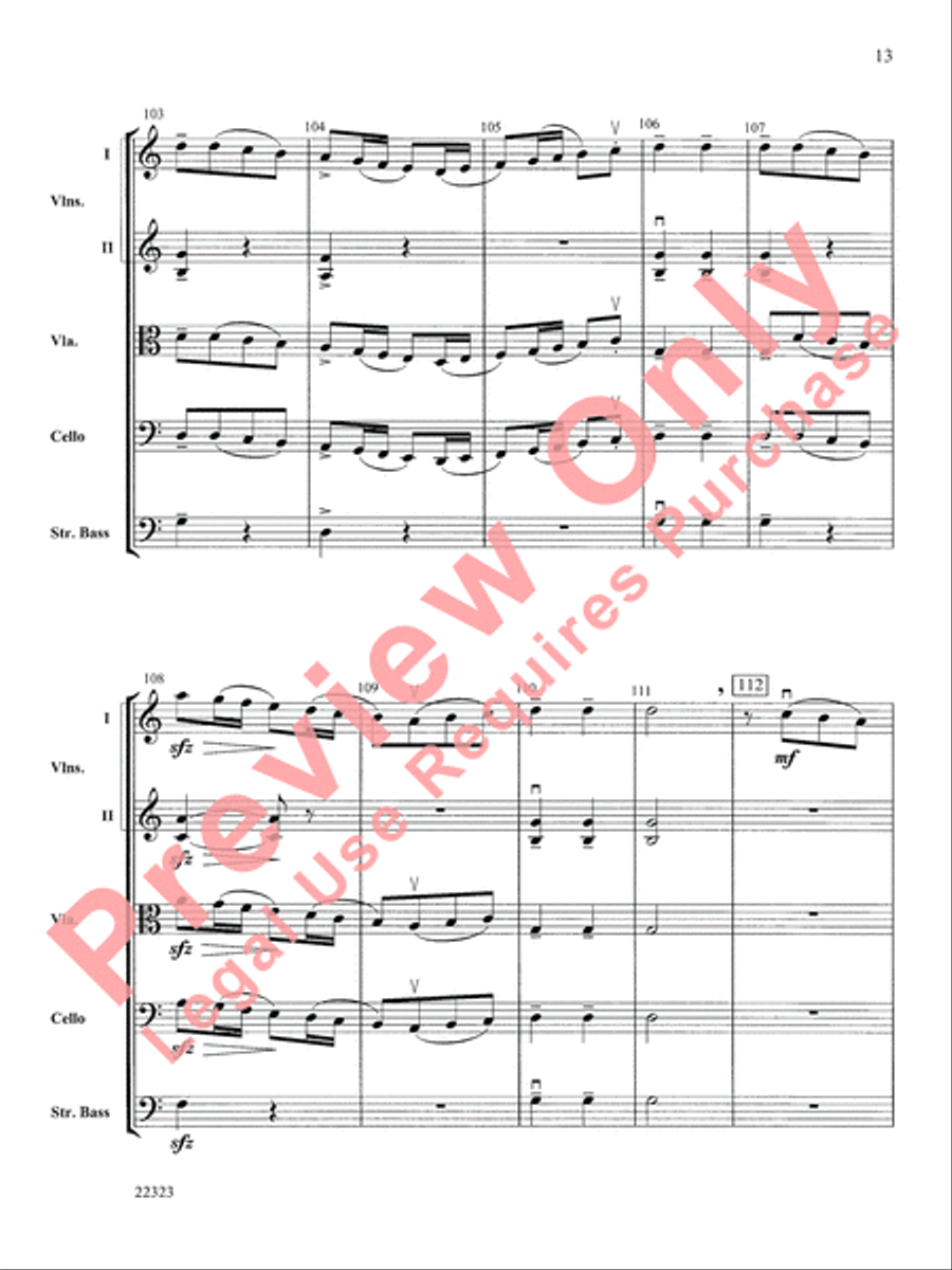 Andantino (from Symphony No. 4) String Orchestra scores gallery preview page 14