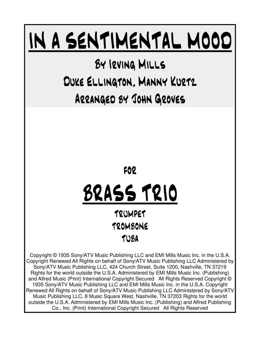 In A Sentimental Mood Brass Ensemble scores gallery preview page 1