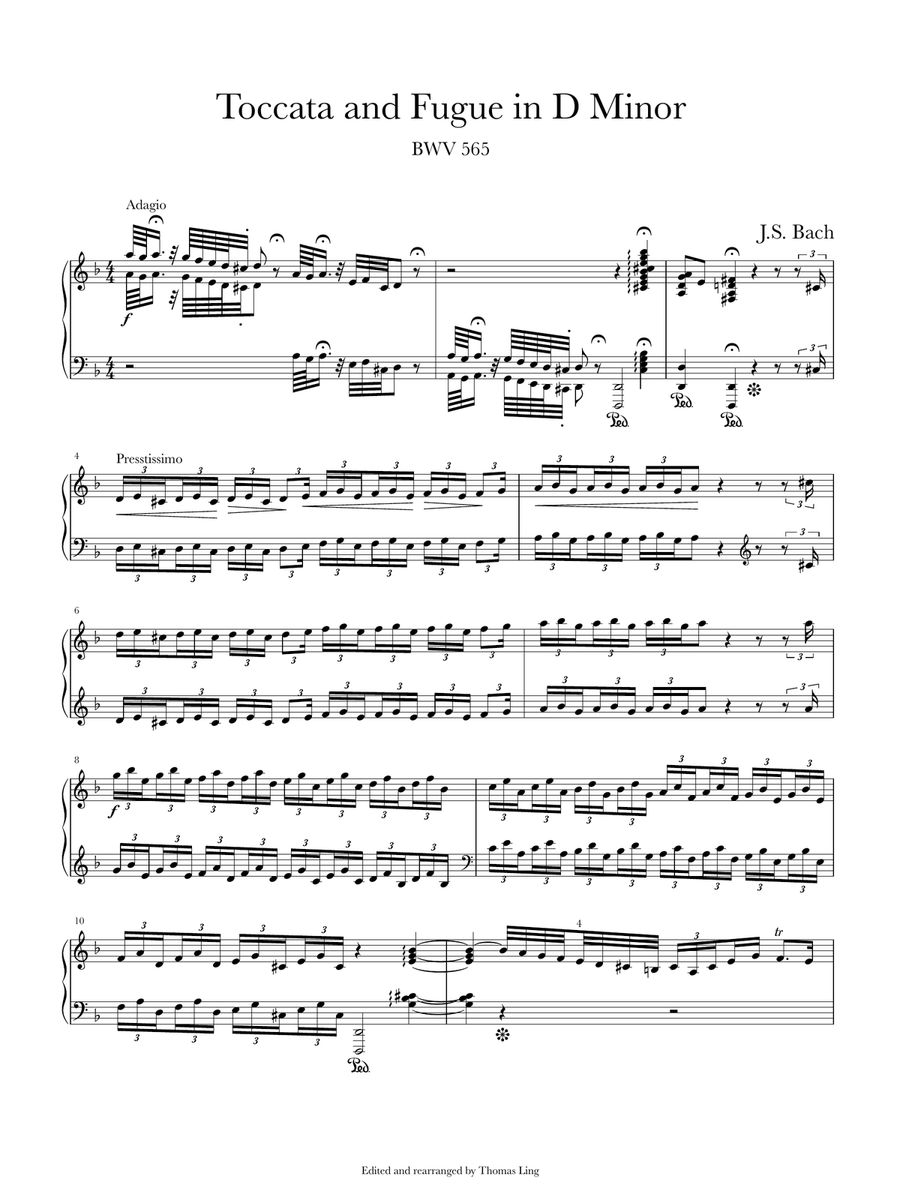 Toccata and Fugue in D minor Piano Method scores gallery preview page 1
