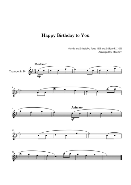 Happy Birthday to You | Trumpet in Bb | E-flat Major image number null
