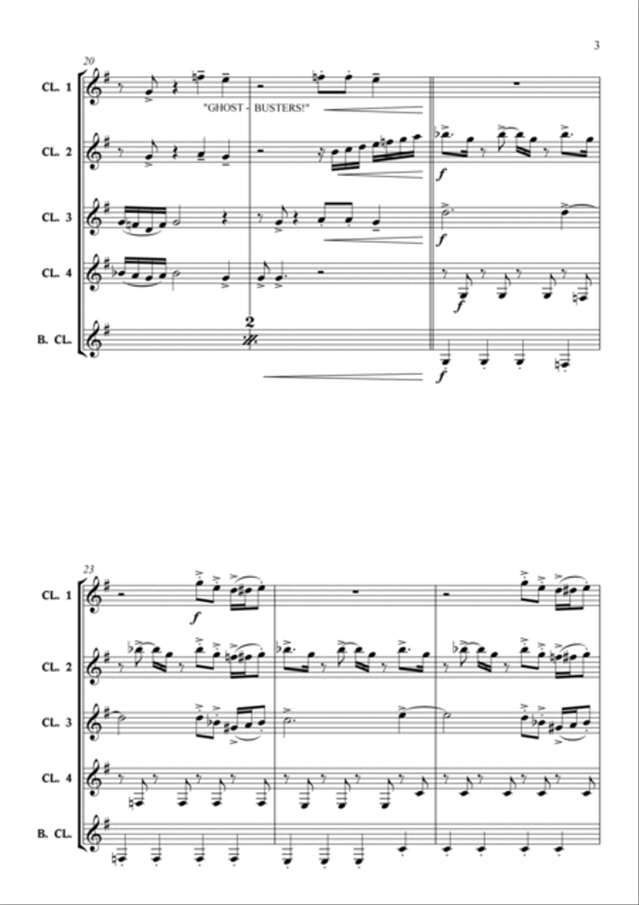 Ghostbusters Clarinet Quintet scores gallery preview page 6