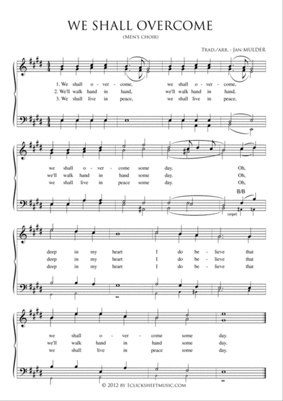 We Shall Overcome TTBB scores gallery preview page 1