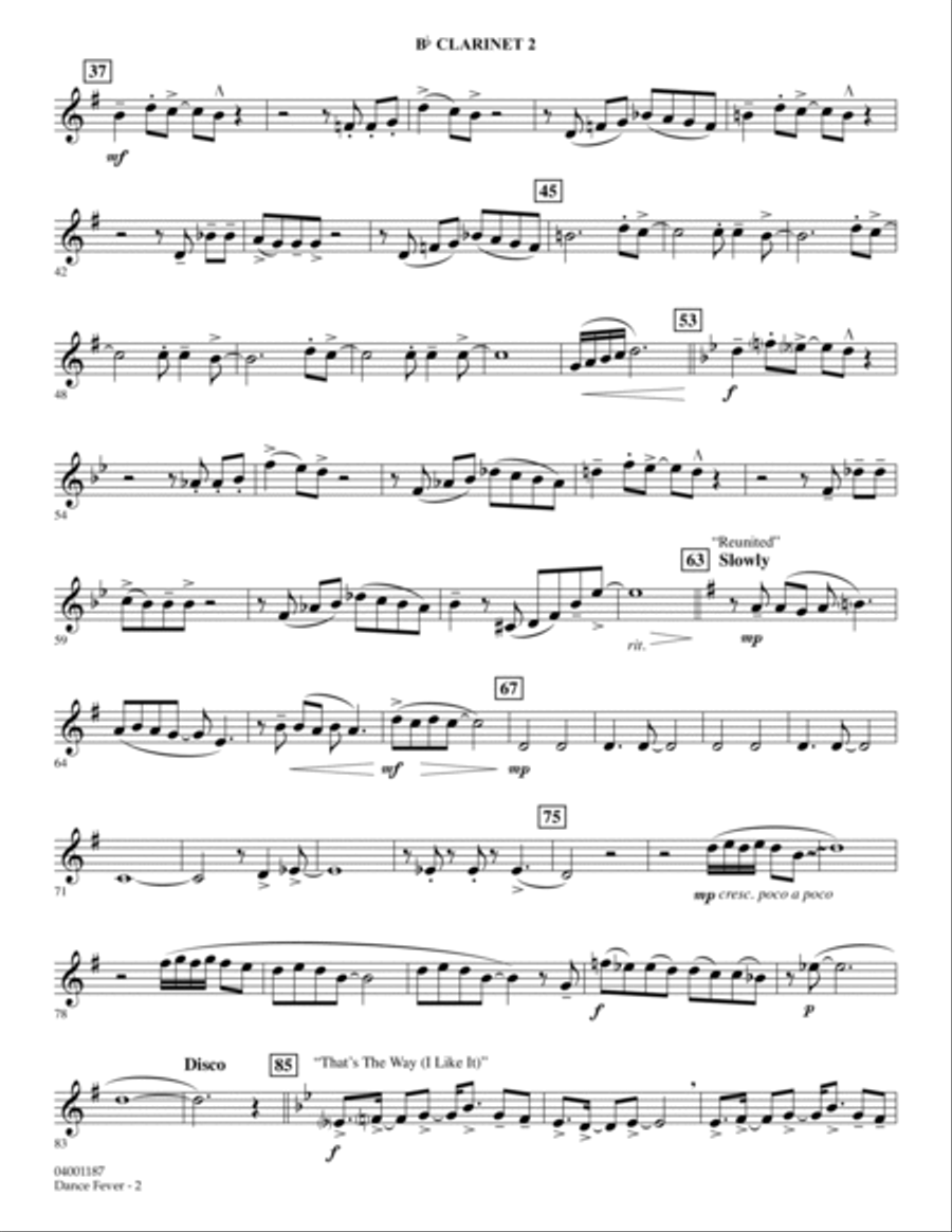 Dance Fever - Bb Clarinet 2 Concert Band scores gallery preview page 2