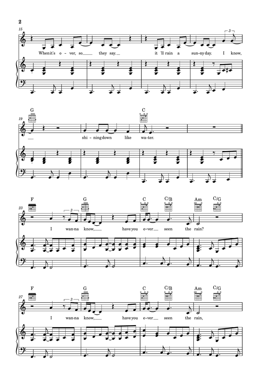 Have You Ever Seen The Rain? Piano, Vocal, Guitar scores gallery preview page 2